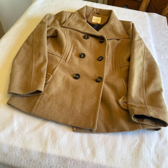 Thread & Supply Jackets & Blazers - Thread Supply Peacoat Womens Medium M Wool Blend Camel Tan Coat Double Breasted